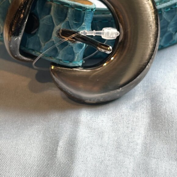 Genuine Snakeskin Turquoise Designer Belt, Size 34, Length 38\